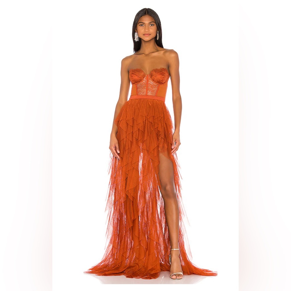 For Love & Lemons Bustier Gown in Rust